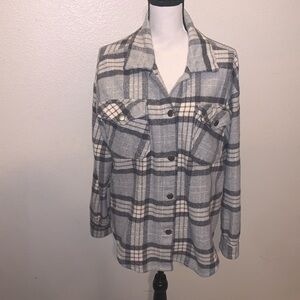 Blu Edit Buffalo Grey Plaid Shacket Jacket